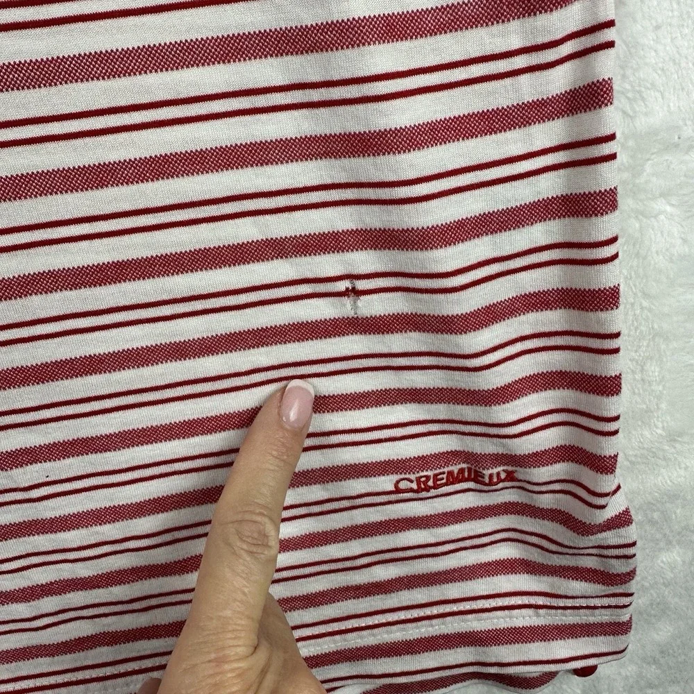 Daniel Cremieux Collection Large Mens Polo Shirt Red White Stripe Short Sleeve